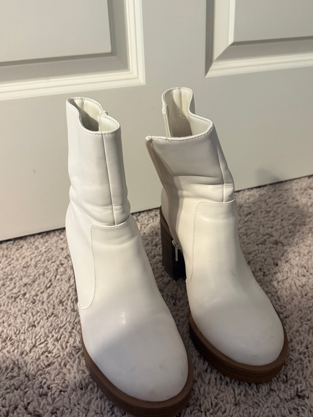 Target White Platform Ankle Boots with Brown Sole